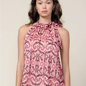 Greylin Pink and White Patterned Blouse